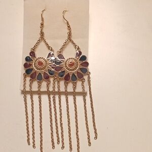 mark. Gold-Tone Multicolor Enamel Floral Chain Drop Earrings